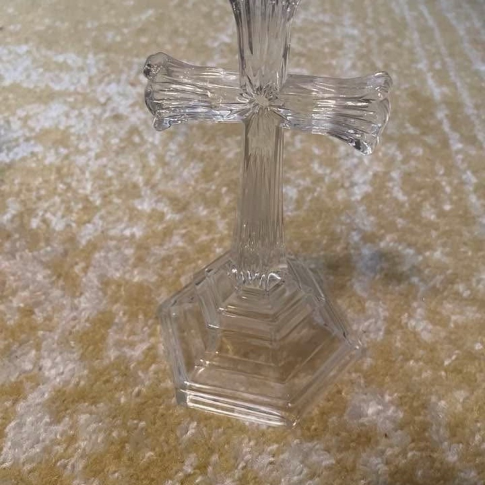 Elegant Clear Glass Cross Decor